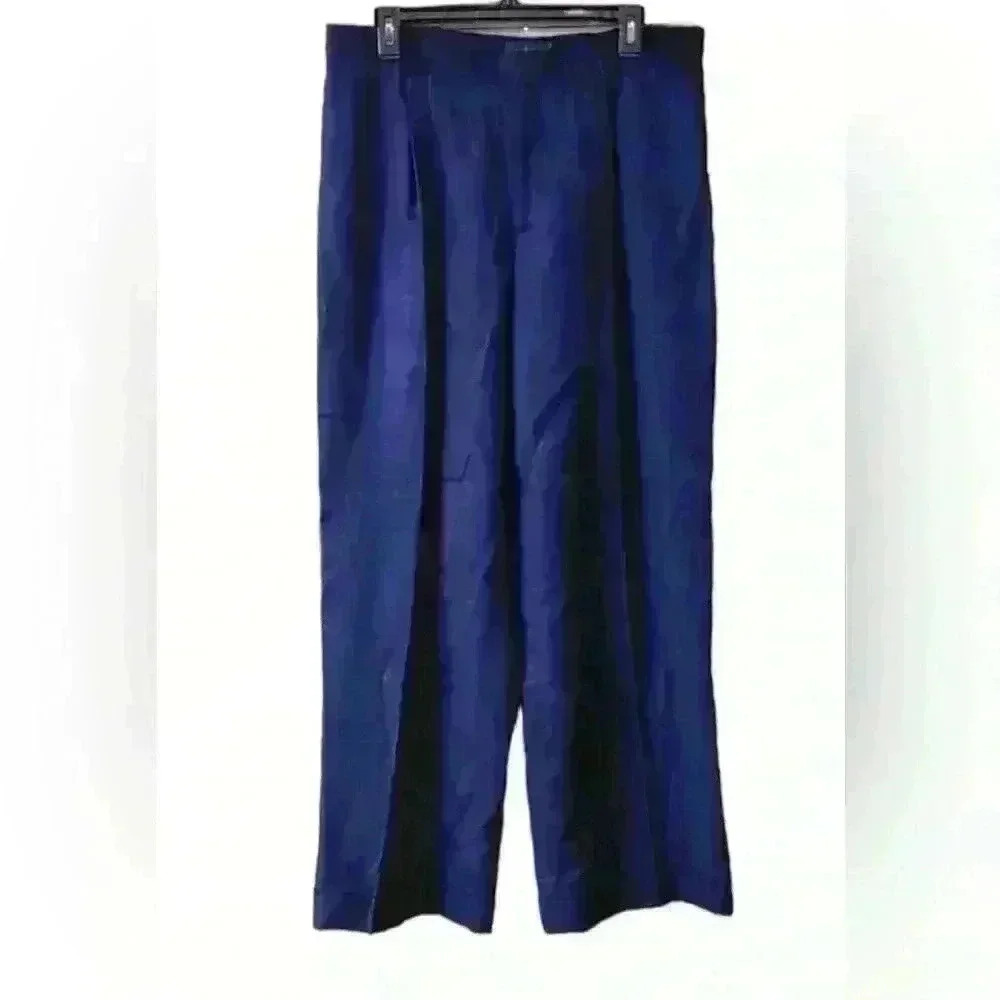 Lauren Ralph Lauren 100% Linen High Waist Pleated pants dark blue sz 10